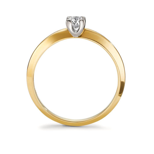 Solitaire ring 750/18K geel goud Diamant 0.30 ct, w-si Bi-color