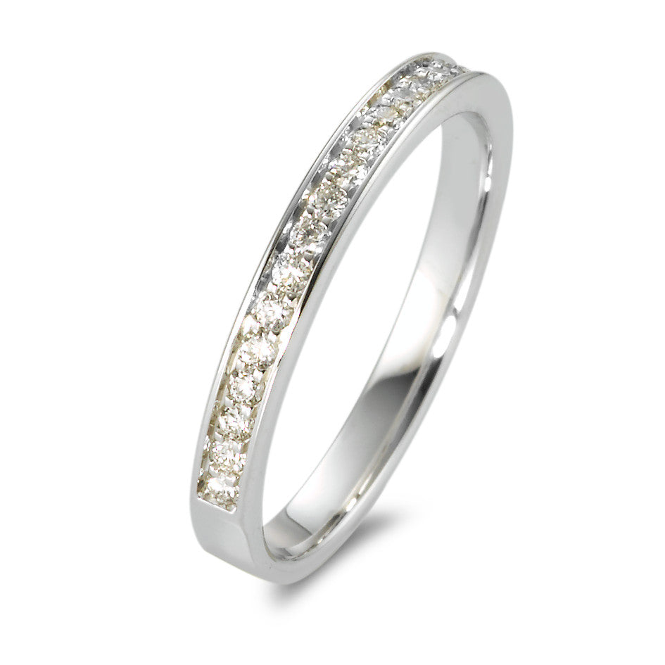 Memory ring 750/18K witgoud Diamant 0.25 ct, 20 Steen, w-si