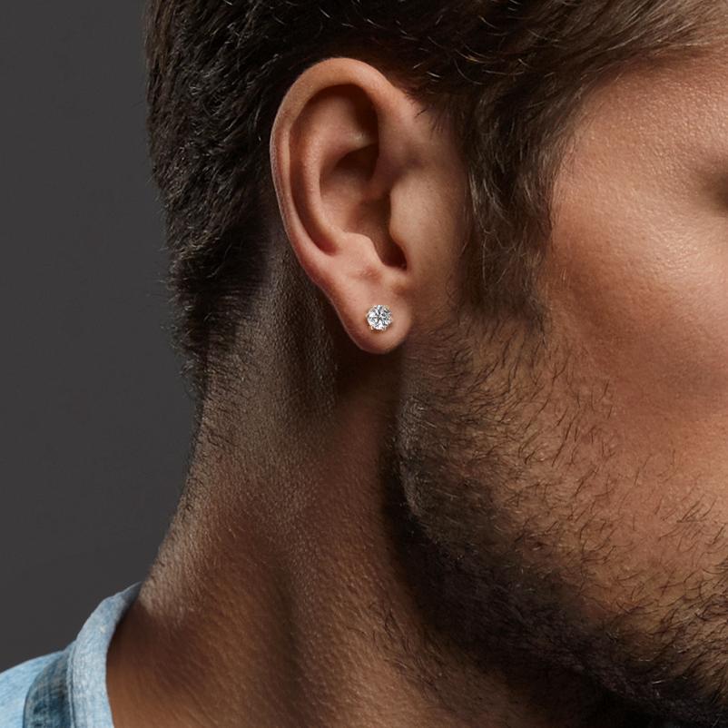 Oorknoppen 750/18K witgoud Moissaniet 2 Steen Ø5 mm