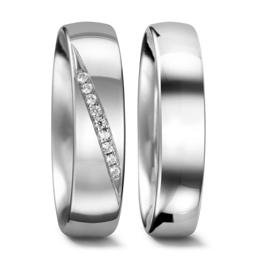 Partnerring 750/18K witgoud Diamant 0.045 ct, 9 Steen, tw-vsi