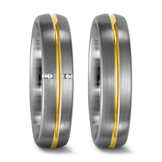 Bague Palladium 950, Or jaune 18K