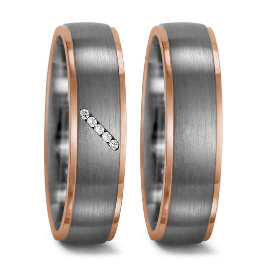 Bague Palladium 950, Or rouge 18K