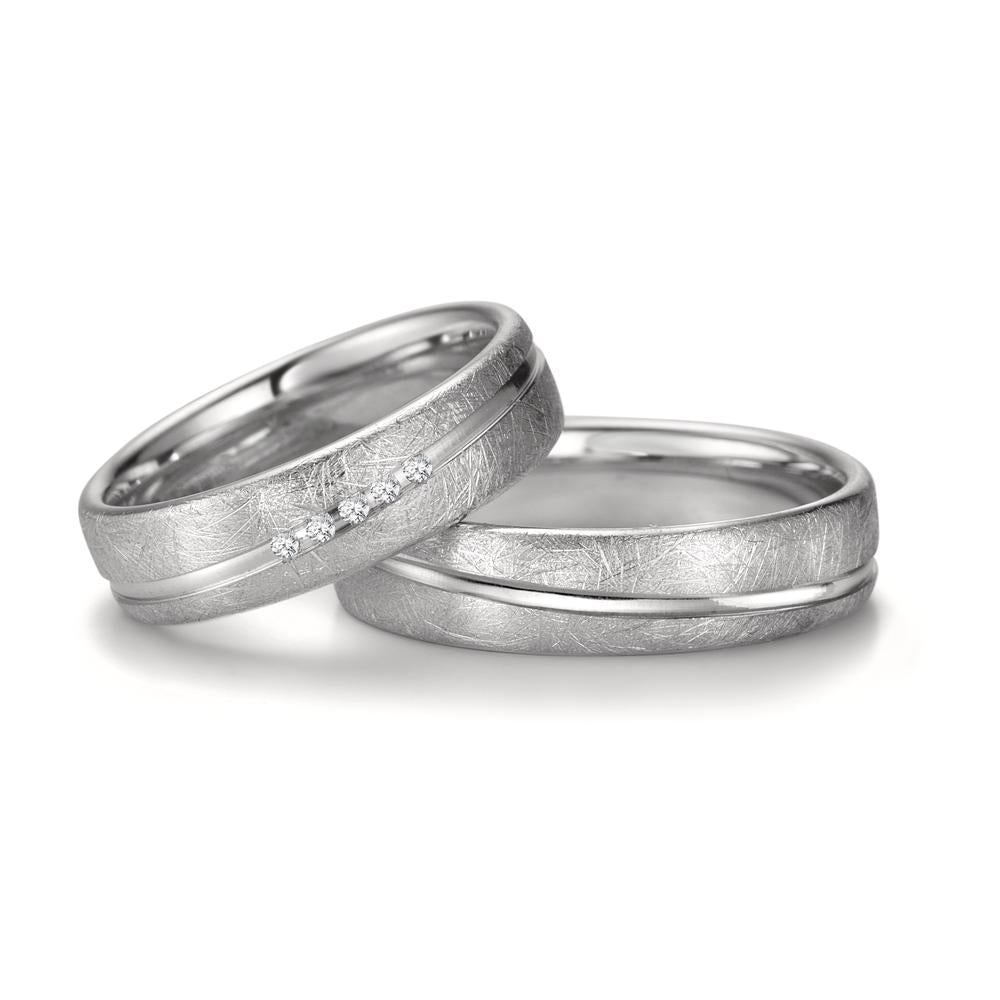 Alliance Or blanc 18K Diamant 0.025 ct, 5 Pierres, tw-si