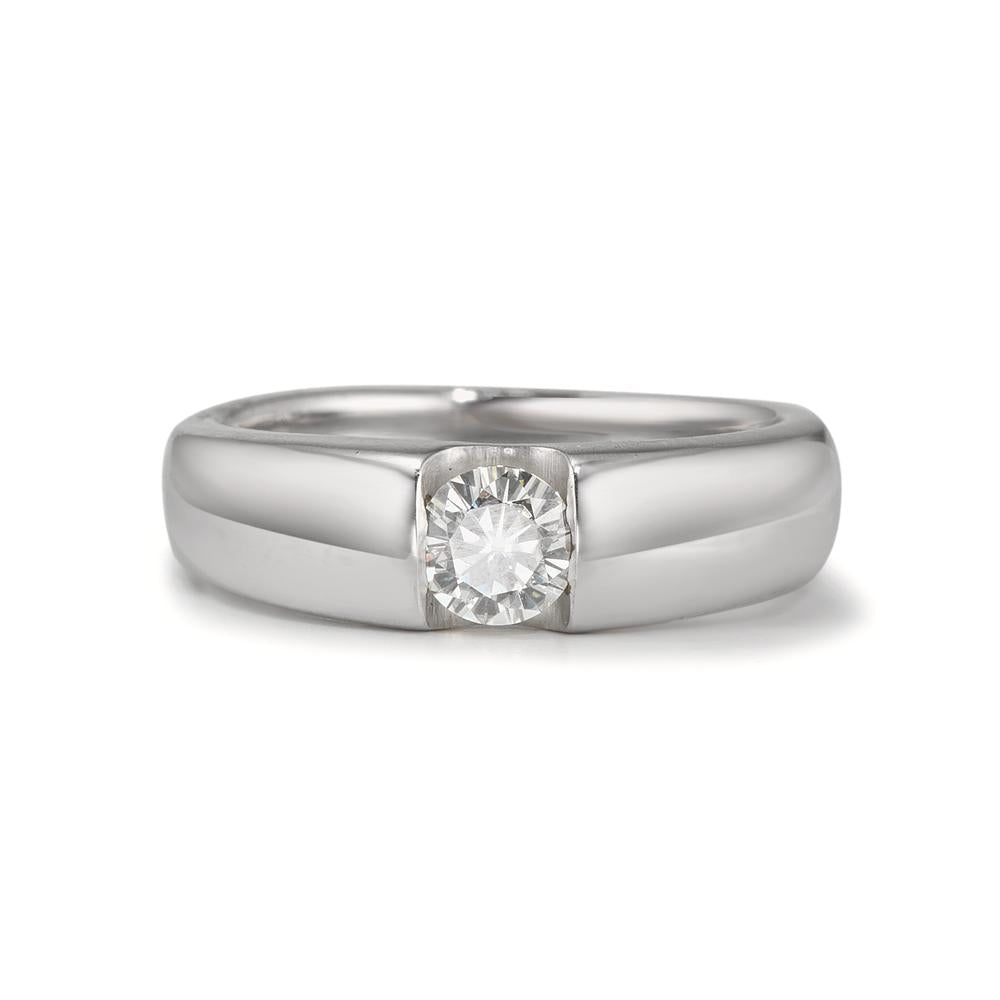 Bague solitaire Or blanc 9K Moissanite