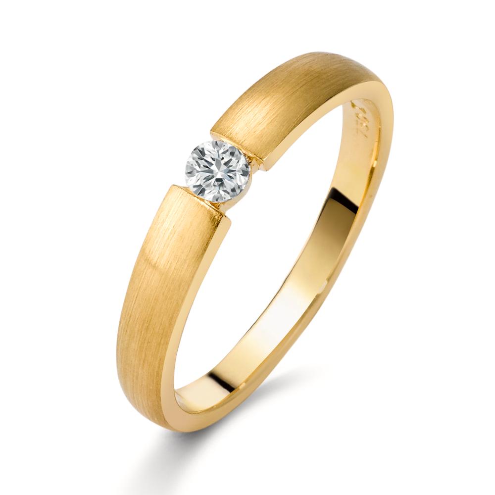 Solitär Ring 750/18 K Gelbgold Diamant 0.10 ct, w-si