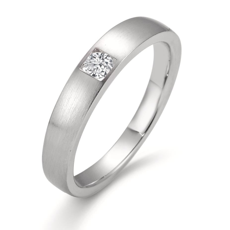 Bague solitaire Or blanc 18K Diamant blanc, 0.11 ct, brillant, w-si