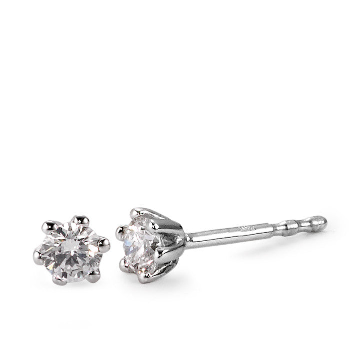 Ohrstecker 750/18 K Weissgold Diamant weiss, 0.25 ct, 2 Steine, Brillantschliff, w-si Ø4 mm