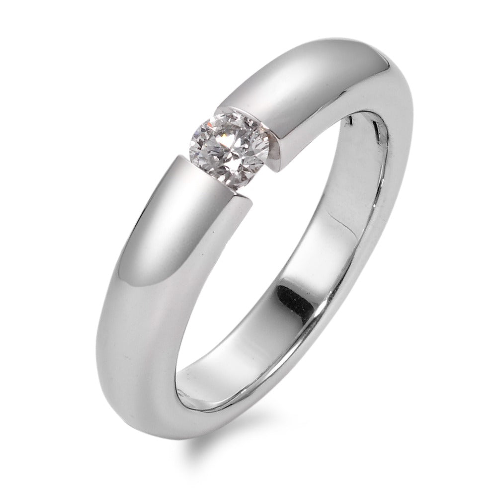 Bague solitaire Or blanc 18K Diamant blanc, 0.25 ct, brillant, w-si