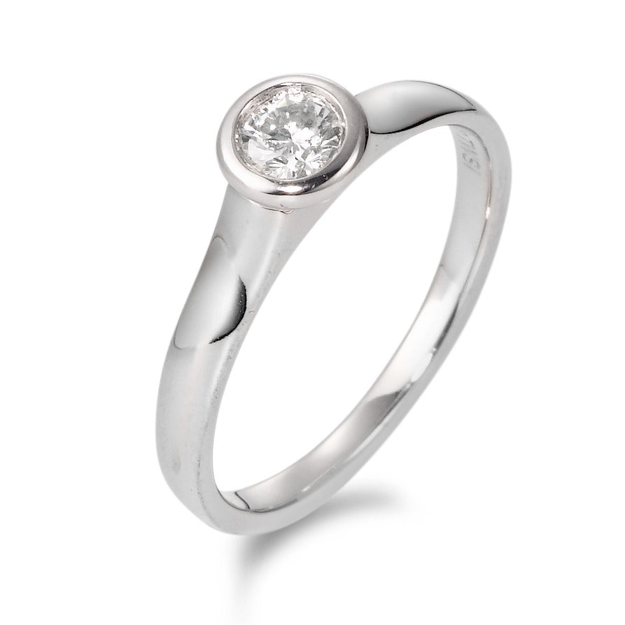 Solitaire ring 750/18K witgoud Diamant 0.20 ct, tw-si