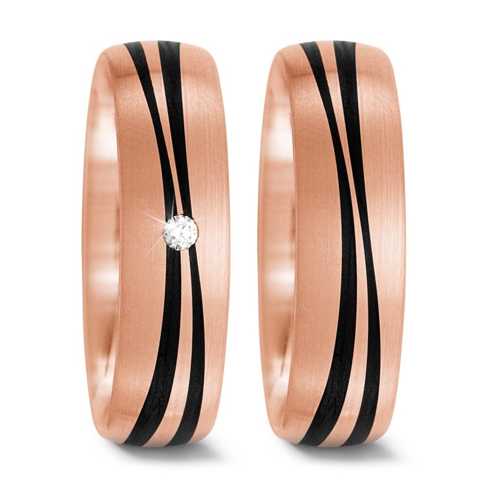 Partnerring 585/14K roségoud, Carbon