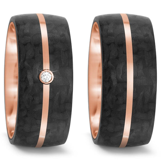 Partnerring 585/14K roségoud, Carbon