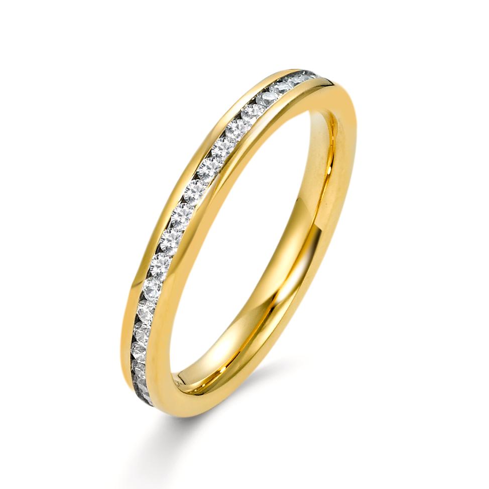 Bague d'éternité Acier inoxydable Zircone jaune PVD