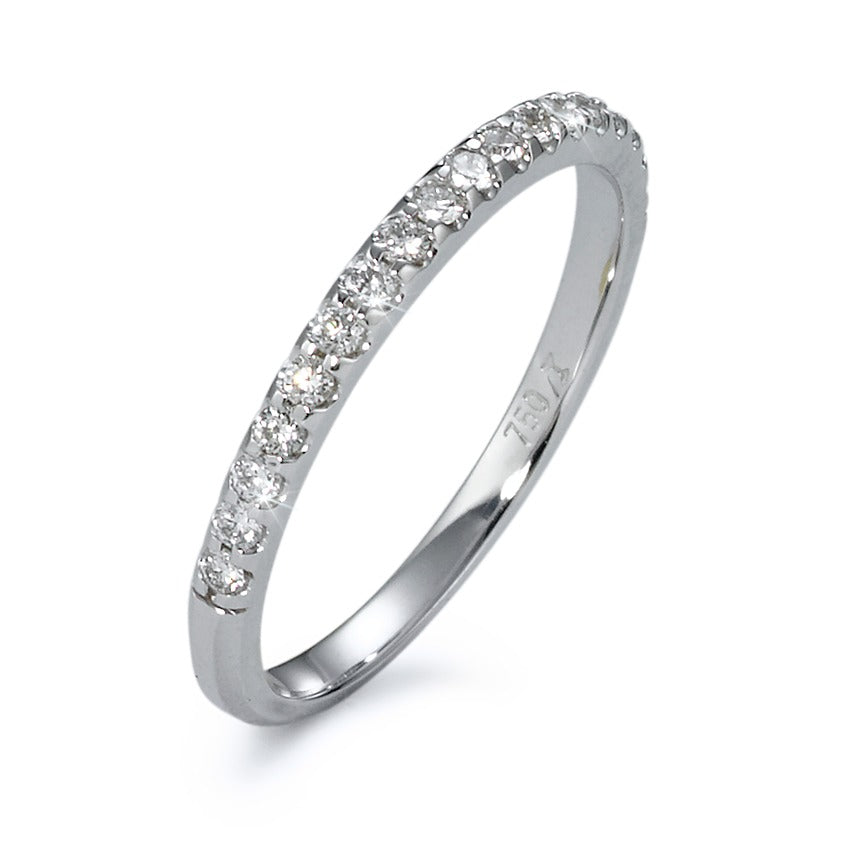 Memory ring 750/18K witgoud Diamant 0.24 ct, 18 Steen, w-si