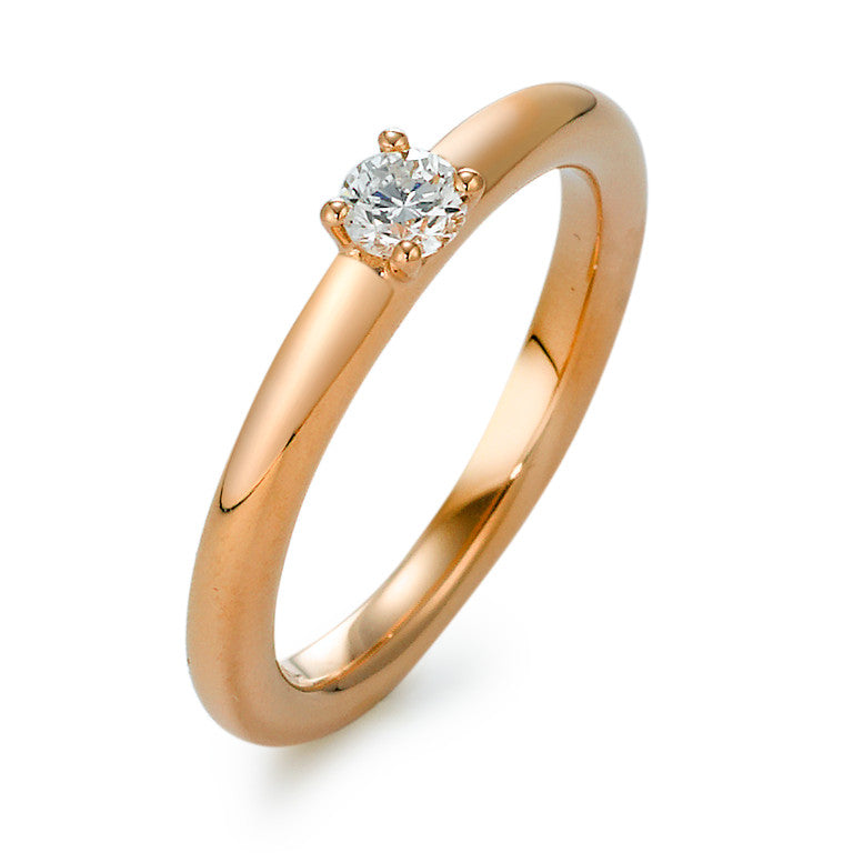 Solitaire ring 750/18K rood goud Diamant 0.20 ct, w-si