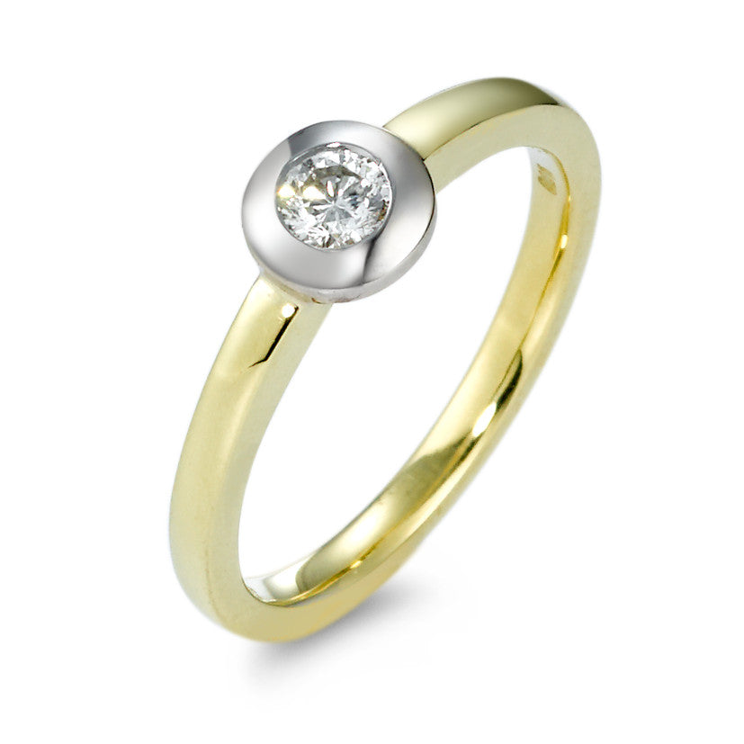 Solitaire ring 585/14K geel goud, 585/14K witgoud Diamant 0.15 ct, w-si