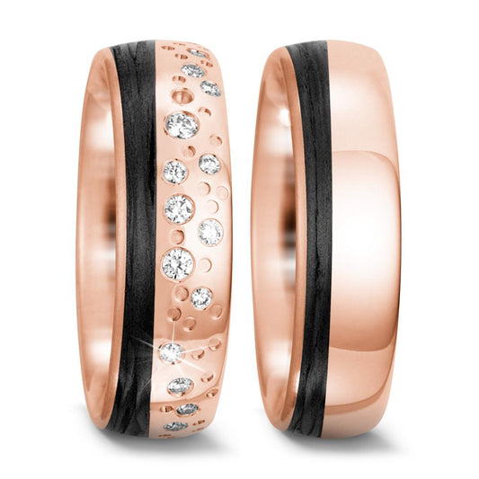 Alliance Or rose 14K, Carbone
