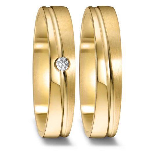 Partnerring 750/18K geel goud Diamant 0.03 ct, w-si