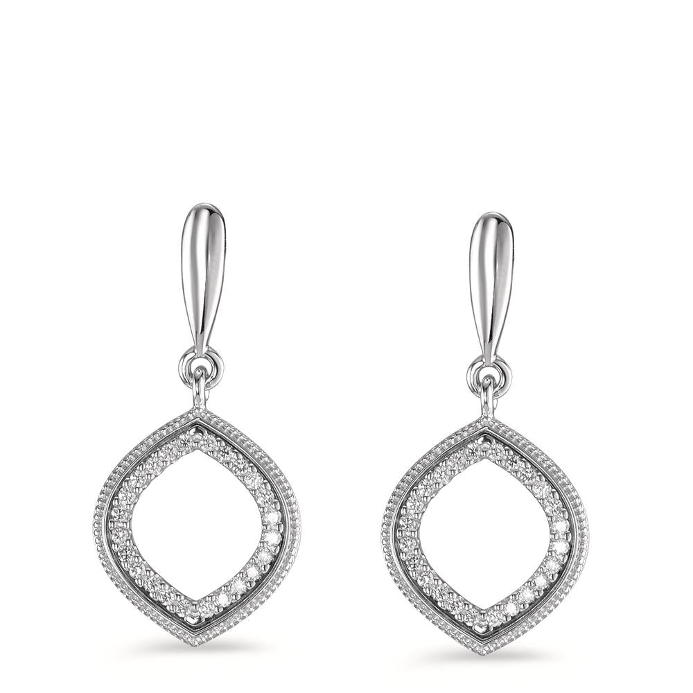 Pendant d'oreilles Or blanc 18K Diamant 0.15 ct, 48 Pierres, brillant, w-si