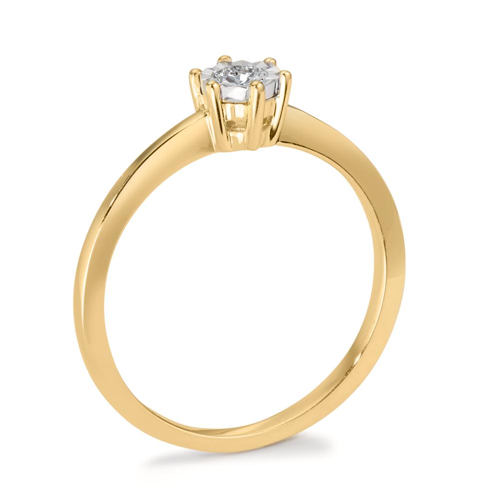Solitaire ring 750/18K geel goud Diamant 0.10 ct, w-si Bi-color