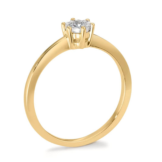 Solitaire ring 750/18K geel goud Diamant 0.10 ct, w-si Bi-color