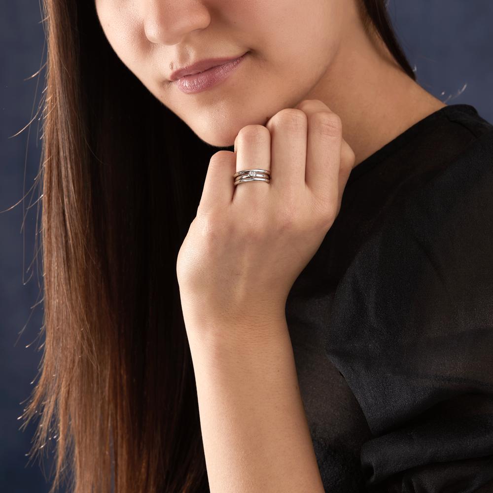 Ring 750/18K witgoud Diamant 0.03 ct, w-si