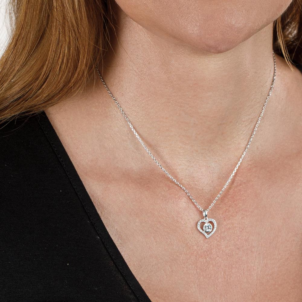 Halskette mit Anhänger Silber Zirkonia rhodiniert Herz 40-42 cm verstellbar Ø12.5 mm