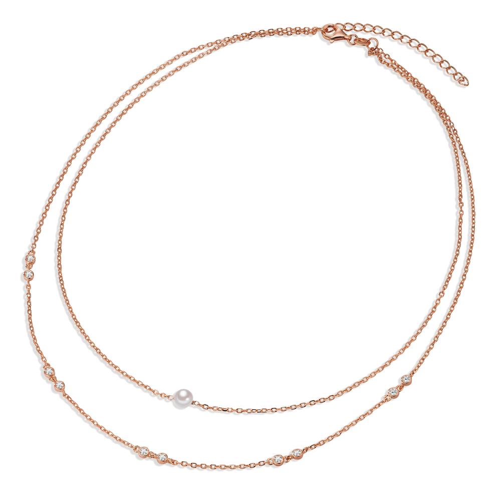 Collier Silber Zirkonia 10 Steine rosé vergoldet shining Pearls weiss, 5 mm 40-45 cm verstellbar