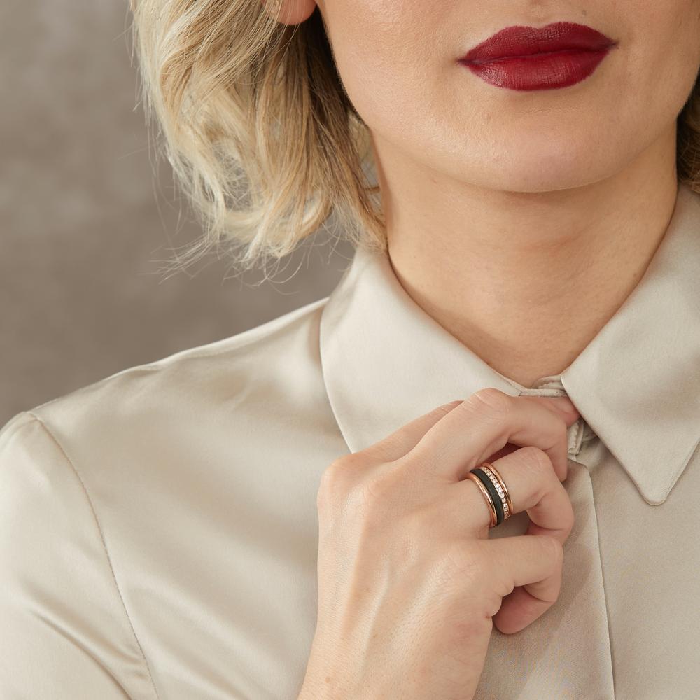 Ring set 750/18K rood goud, Carbon Diamant w-si