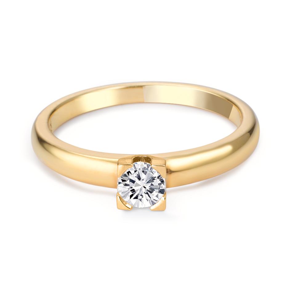 Solitaire ring 750/18K geel goud Diamant 0.30 ct, w-si