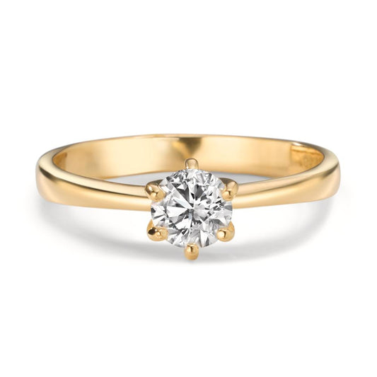 Solitaire ring 750/18K geel goud Diamant laboratorium gegroeid 0.40 ct, w-si