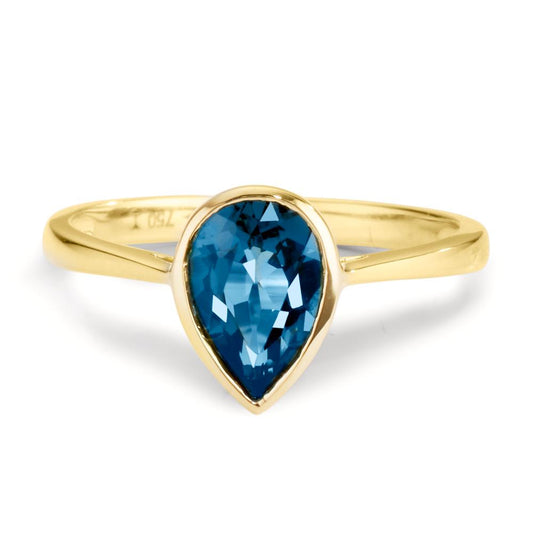 Bague Or jaune 18K Topaze London Blue