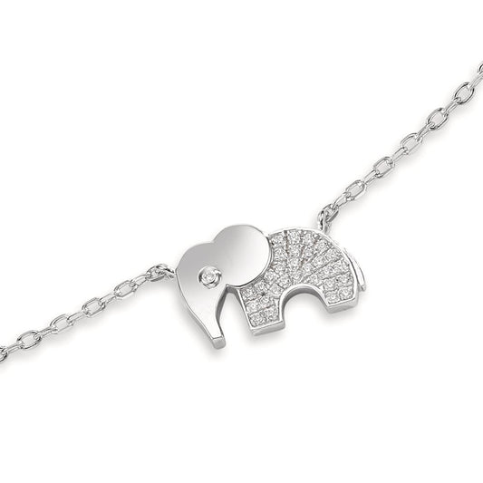 Armband Silber Zirkonia rhodiniert Elefant 16-18 cm verstellbar