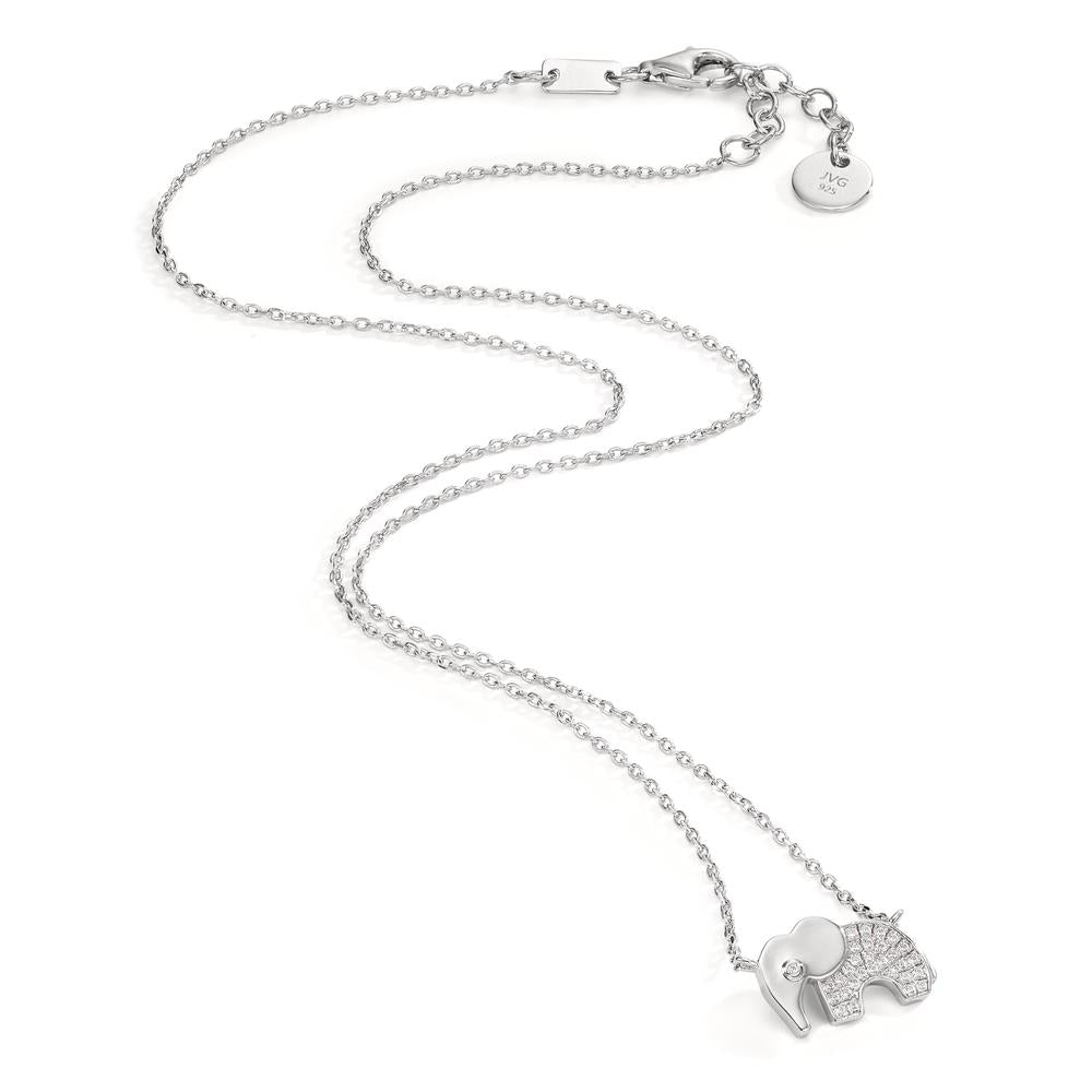 Collier Argent Zircone Rhodié Éléphant 40-43 cm