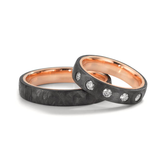 Alliance Carbone, Or rouge 14K Diamant 0.25 ct, 5 Pierres, w-si