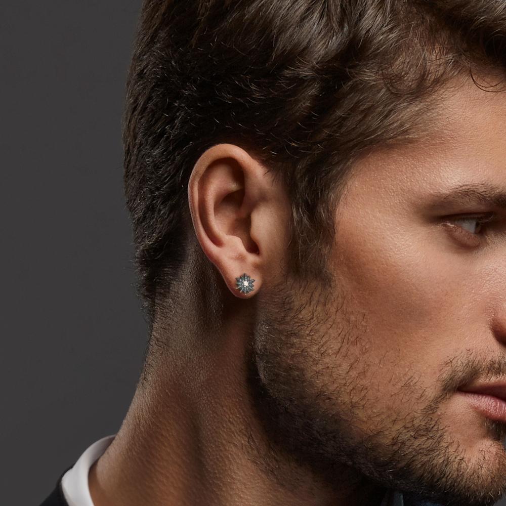 Ohrstecker 1 Stk Silber patiniert Edelweiss Ø7 mm