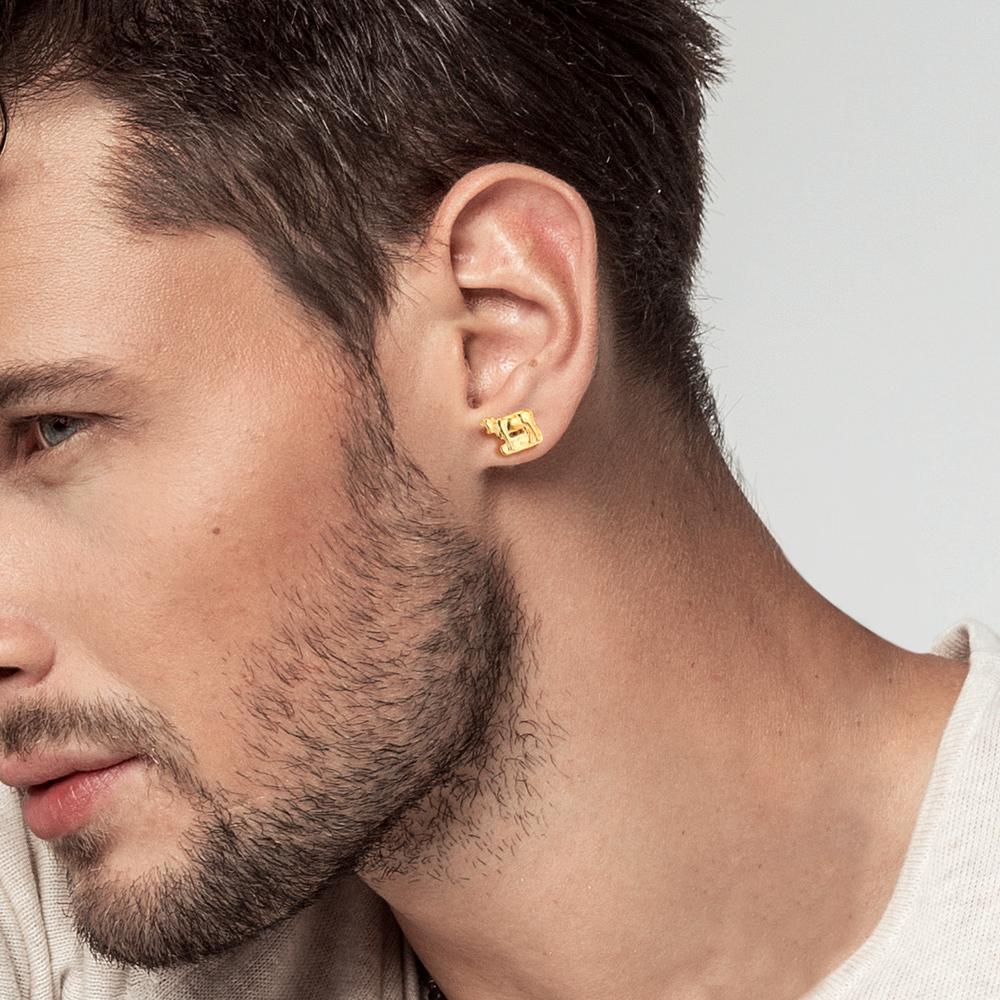 Oorknop 1 stuk Zilver Geel Verguld Koe