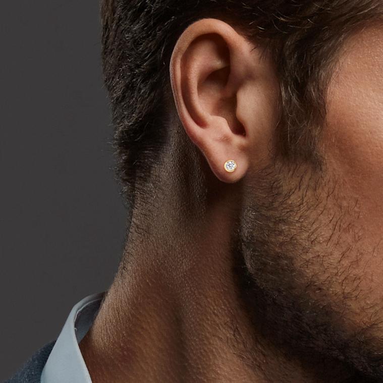 Clous d'oreilles Or jaune 9K Zircone 2 Pierres Ø3.5 mm