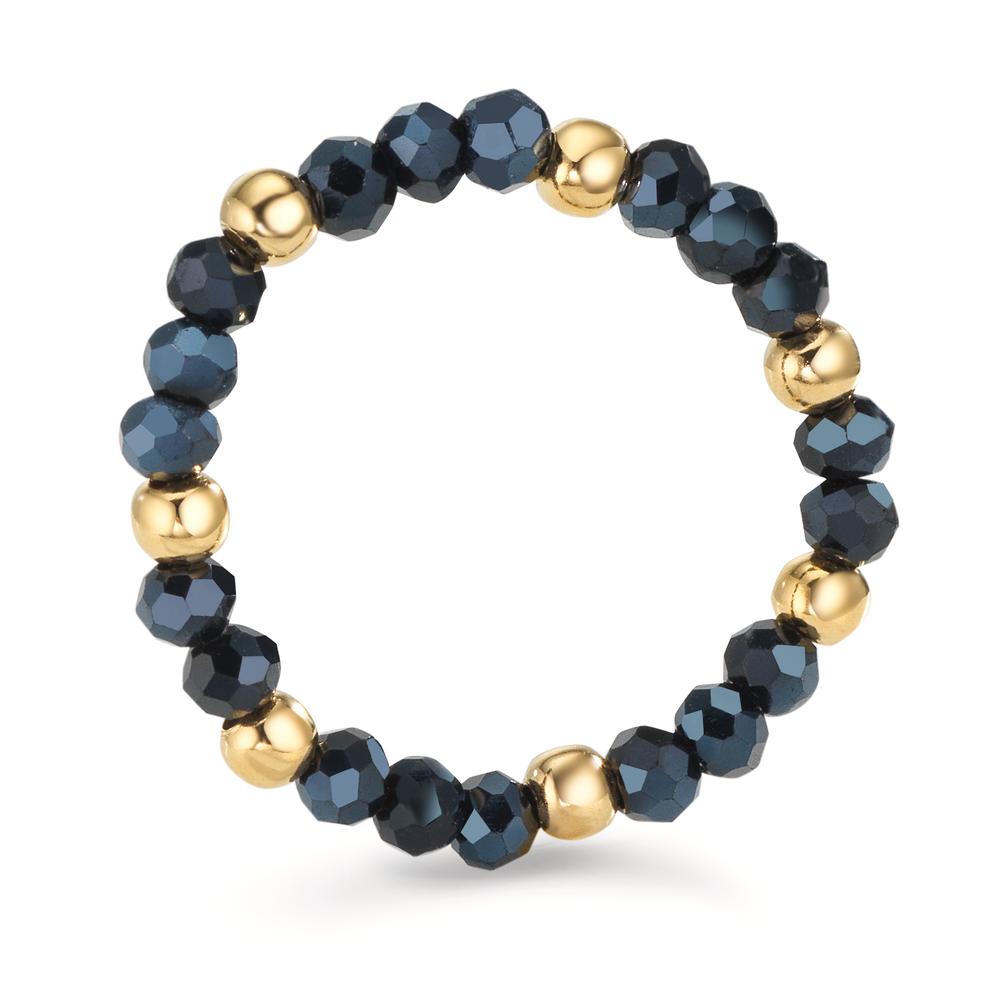 Ring Roestvrijstaal Kristal blauw, 3 mm Geel IP-gecoat