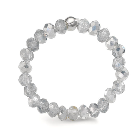 Bague Acier inoxydable Cristal argent, 3 mm