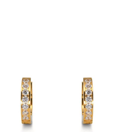 Créoles à charnières Acier inoxydable Zircone blanc, 14 Pierres jaune PVD