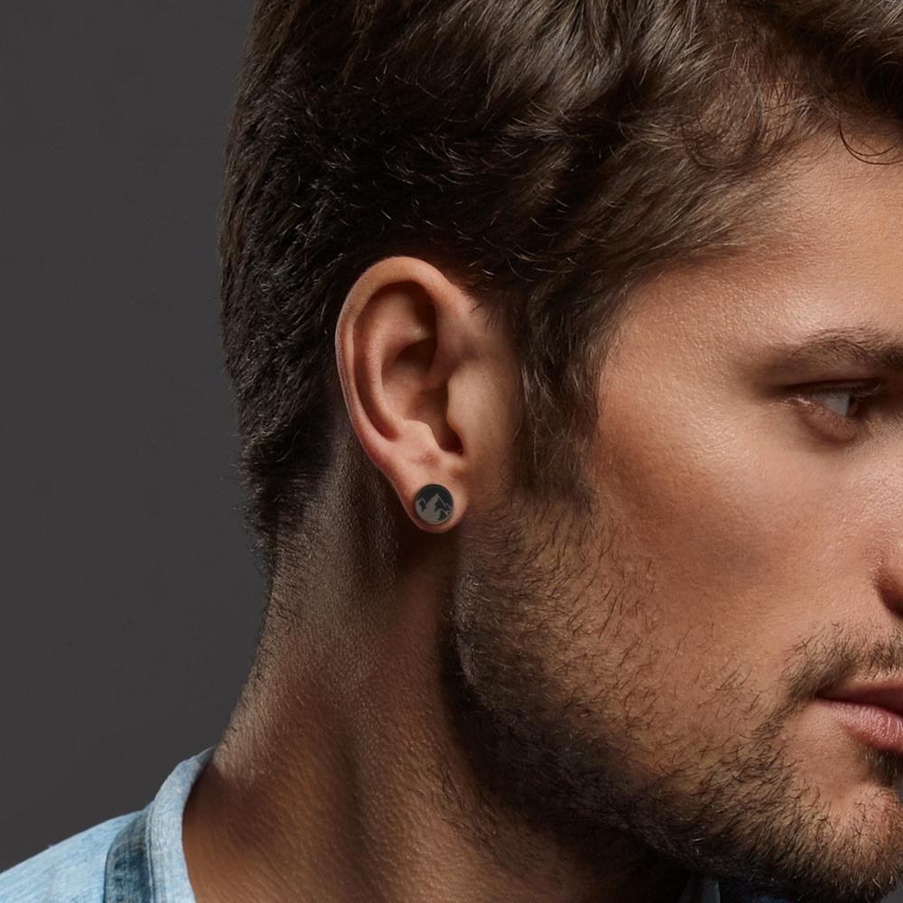 Clous d'oreille à l'unité Acier inoxydable noir PVD Montagne Ø8 mm