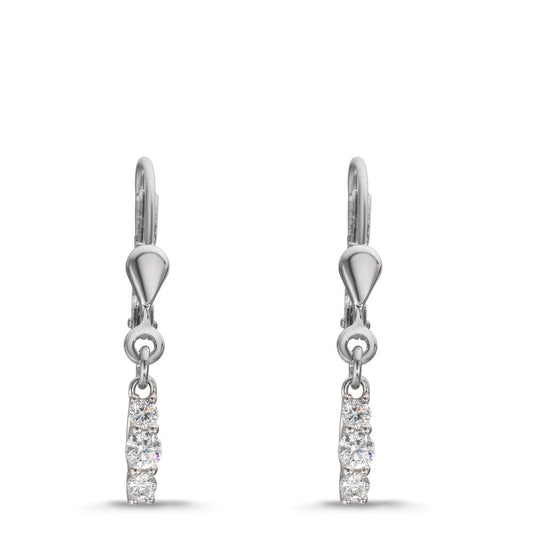 Pendant d'oreilles Argent Zircone 6 Pierres Rhodié