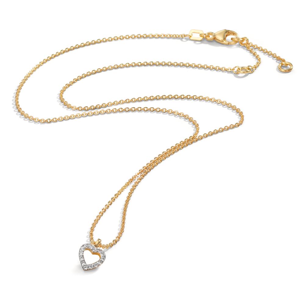 Collier 375/9 K Gelbgold Zirkonia Herz 38-42 cm verstellbar
