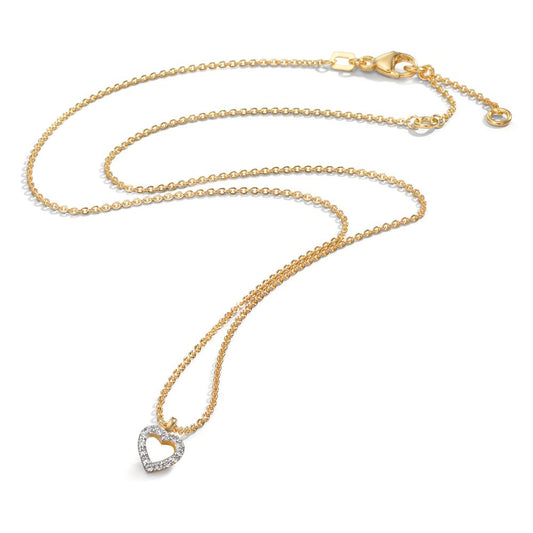 Collier Or jaune 9K Zircone Coeur 38-42 cm