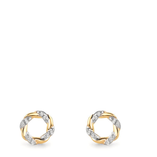 Clous d'oreilles Or jaune 9K Zircone 16 Pierres Ø6.5 mm