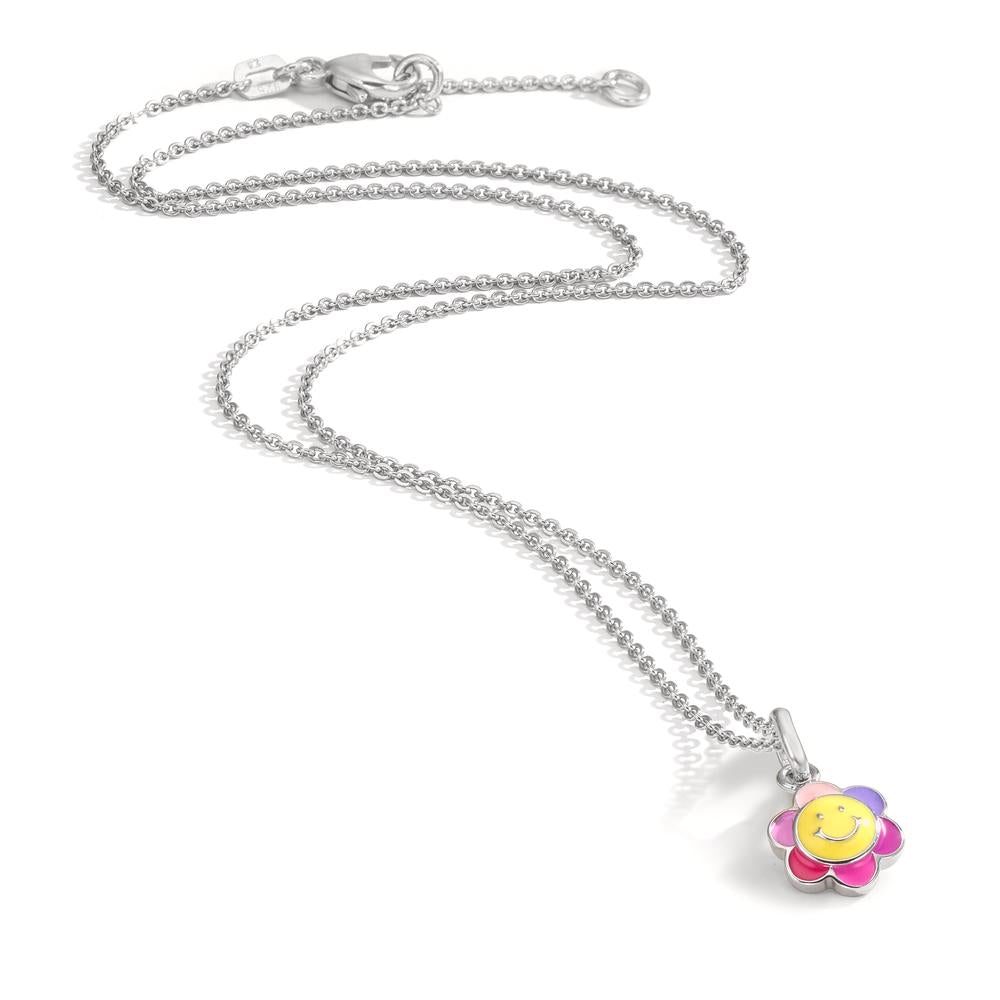 Halskette mit Anhänger Silber rhodiniert Smiley 36 cm