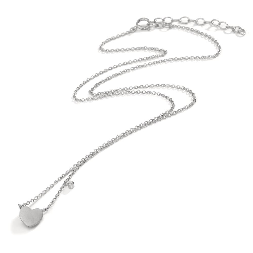 Collier Silber Zirkonia weiss Herz 42-47 cm verstellbar