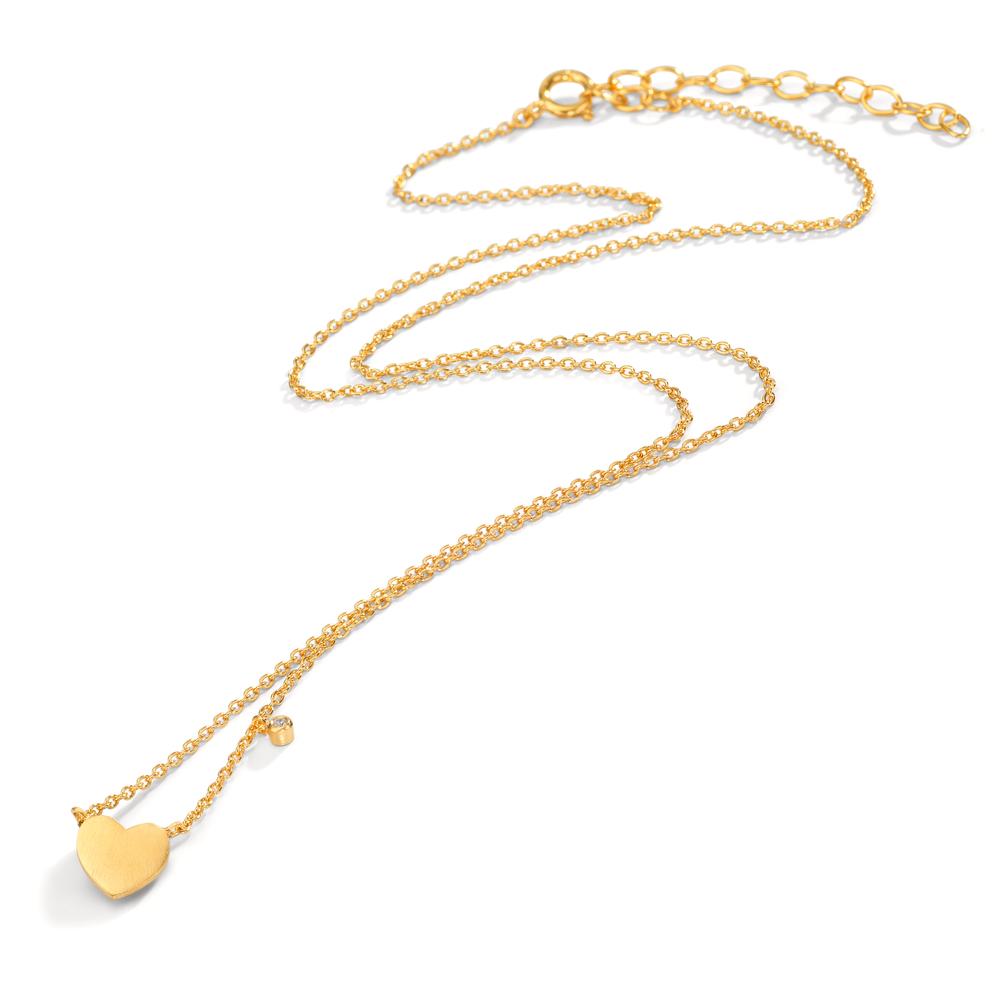 Collier Zilver Zirkonia wit Geel Verguld Hart 42-47 cm