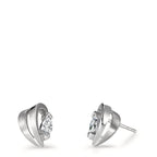 Clous d'oreilles Argent Zircone 2 Pierres Rhodié