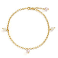 Fusskettchen Bronze vergoldet shining Pearls, 4 Perlen, 6 mm 26 cm